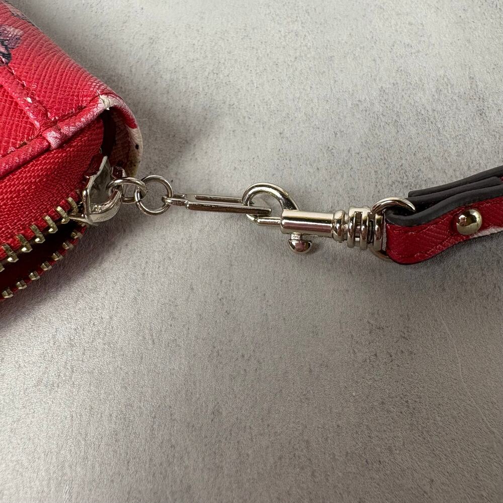 GUESS Red Floral Zip Around Wristlet Wallet Clutch - Picture 10 of 12